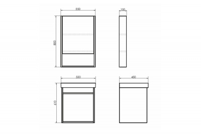 Зеркало-шкаф Comforty Вена-55 дуб дымчатый фото в интернет-магазине Русалия