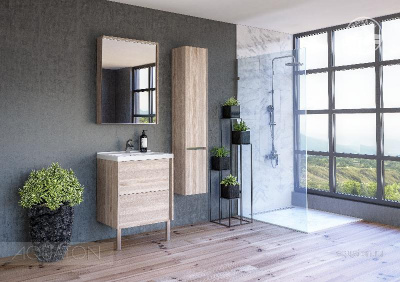 Зеркальный шкаф AQUATON Стоун 60 сосна арлингтон 1A231502SX850 фото в интернет-магазине Русалия