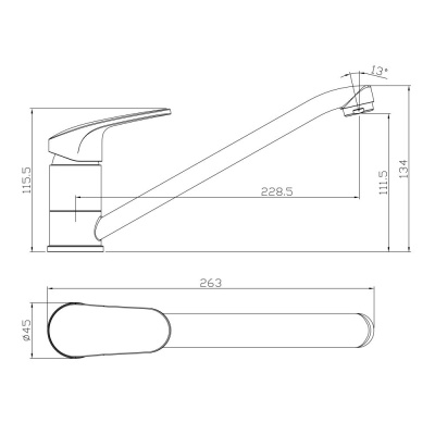 Смеситель для кухни Rossinka (RS45-21) фото в интернет-магазине Русалия