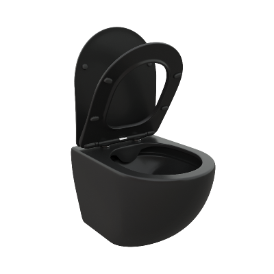 Унитаз SELLA Aria MB подвесной безободковый черный матовый, ТЕРМООБЖИГ (не плёнка), CT9160 Ceruttispa (490х360х325) фото в интернет-магазине Русалия