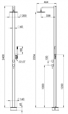 Душевая система напольная Remer SS331Q2L7MMUFM20, нержавеющая сталь фото в интернет-магазине Русалия