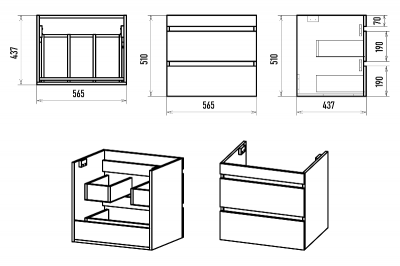 Тумба Енисей 60 подвесная с раковиной Cersanit Como 60 Misty фото в интернет-магазине Русалия