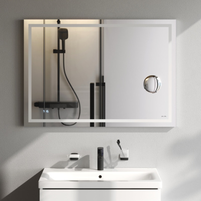 M91AMOX1003WG Универсальное зеркало с контурной Led-подсветкой, часами и косметическим зеркалом 100 Am.Pm фото в интернет-магазине Русалия