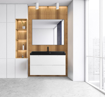 Зеркало в алюминиевой раме SPC-AL-1000-800 Nero, 1000x20x800 BelBagno фото в интернет-магазине Русалия