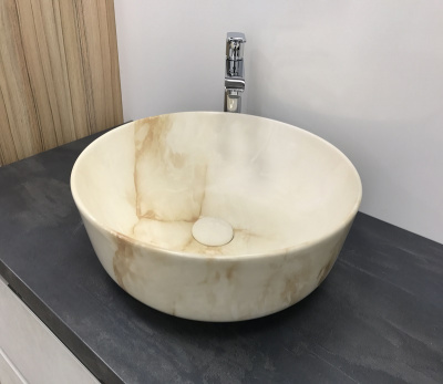 Раковина накладная круглая под бежевый камень MNC 526 CeramaLux фото в интернет-магазине Русалия
