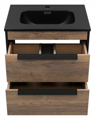Тумба Monsour 60 подвесная с раковиной CeramaLux 9060MMB 60 (черная) Brevita фото в интернет-магазине Русалия