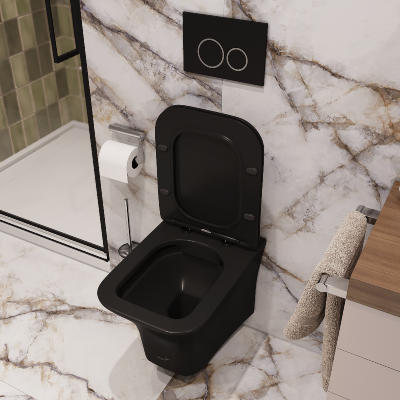 Унитаз VETTORE Aria MB подвесной безободковый черный матовый, ТЕРМООБЖИГ (не плёнка) CT7506 Ceruttispa (480х340х350) фото в интернет-магазине Русалия