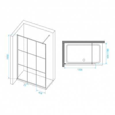 Перегородка для душа 140 WA-111B черная серия RGW фото в интернет-магазине Русалия