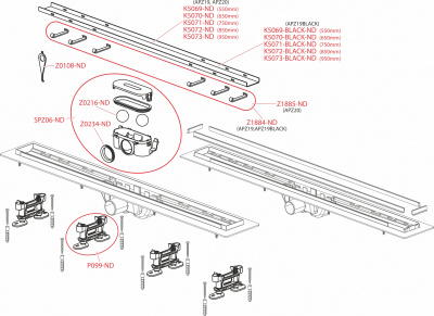 Водоотводящий желоб с порогами из нержавеющей стали с двойной решеткой APZ20-650 Alcaplast фото в интернет-магазине Русалия