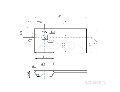Раковина AQUATON Лондри 1050 белая левая 1A72833KLH01L фото в интернет-магазине Русалия