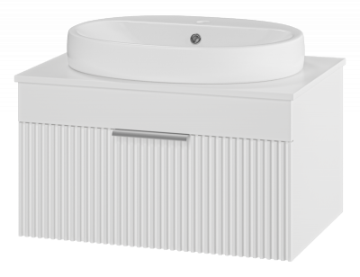 Тумба Enfida 70 подвесная (белая) с раковиной Ekokerama Doppia 65 Brevita фото в интернет-магазине Русалия