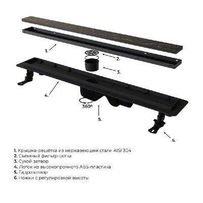 Душевой лоток Drain Leo-31 с универсальной решеткой, 40 см RGW фото в интернет-магазине Русалия