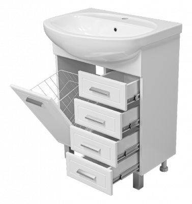 Тумба Стелла 65 с 4 ящиками и бельевой корзиной с раковиной Santek Стелла 65 Misty фото в интернет-магазине Русалия