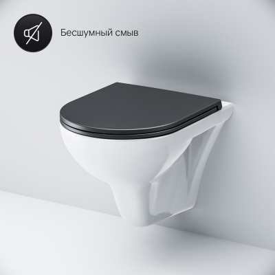 C901700SCmb Gem подвесной унитаз FlashClean с черным матовым сиденьем микролифт фото в интернет-магазине Русалия