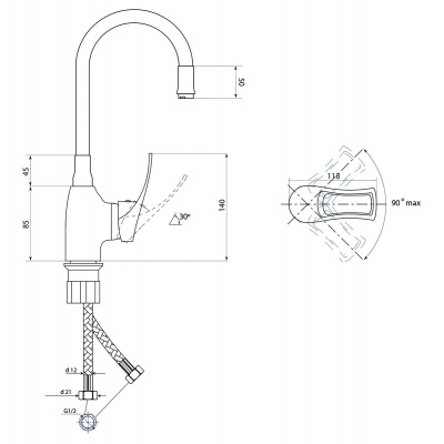 Смеситель Славен для кухни Прораб Ц (СЛ-ОД-Ц2Г) фото в интернет-магазине Русалия