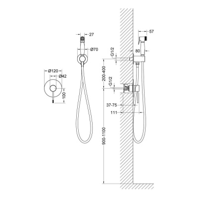 Смеситель встроенный с гигиеническим душем Timo Saona (2389/00SM) хром фото в интернет-магазине Русалия