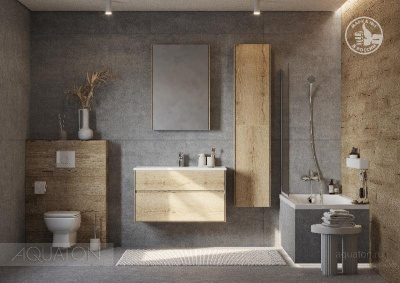 Тумба под раковину AQUATON Либерти 100 2 ящика, дуб эльвезия 1A279601LYC70 фото в интернет-магазине Русалия