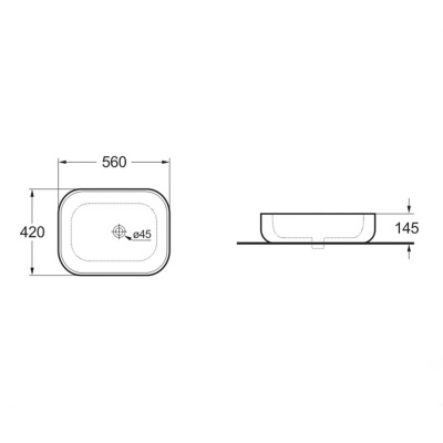 Раковина керамическая Vincea VBS-107, 560*420*145, накладная, цвет белый фото в интернет-магазине Русалия