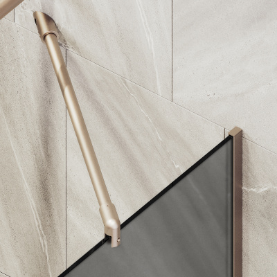 Неподвижная шторка для ванны в узком профиле 80 см, стекло тонированное (графит) матовый, профиль бронза MGV-88-2у Maybah Glass фото в интернет-магазине Русалия