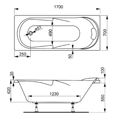 Акриловая ванна VAGNERPLAST MINERVA 170x70 VPBA177MIA2X-04 фото в интернет-магазине Русалия