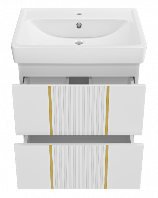 Тумба Vega 60 подвесная (белая) с раковиной Dreja Q 60 Brevita фото в интернет-магазине Русалия