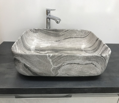 Раковина накладная прямоугольная под серый камень MNC 597 CeramaLux фото в интернет-магазине Русалия