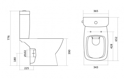 Унитаз - компакт безободковый с сиденьем микролифт slim Нео Rimless 1WH302418 Сантек фото в интернет-магазине Русалия