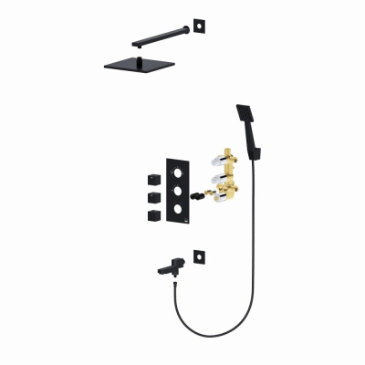 Душевая система встроенная с термостатом Timo Tetra-thermo черный (SX-0199/03SM) фото в интернет-магазине Русалия
