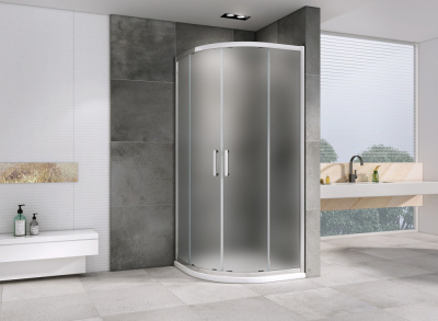 Душевой уголок ABBER Schwarzer Diamant AG01080M 80х80 полукруг, профиль хром, матовое стекло фото в интернет-магазине Русалия