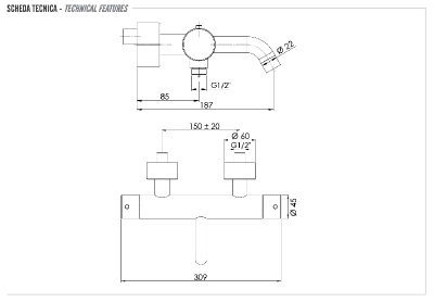 Смеситель термостатический для ванны Remer X Style INOX SSXT05, нержавеющая сталь фото в интернет-магазине Русалия