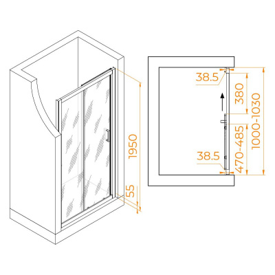 Душевая дверь RGW PA-016 1000, стекло прозрачное, профиль хром фото в интернет-магазине Русалия