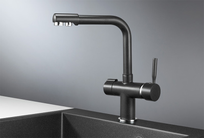 Смеситель для кухни GRANULA (2088, ЧЁРНЫЙ) фото в интернет-магазине Русалия