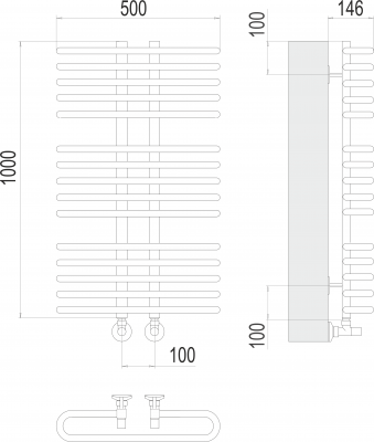 Водяной полотенцесушитель Сахара П15 500х1000 4670078529787 Terminus фото в интернет-магазине Русалия