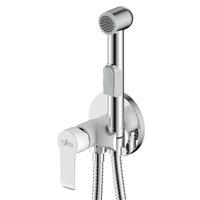 Смеситель с гигиеническим душем Rossinka W встраиваемый хром/белый (W25-51) фото в интернет-магазине Русалия