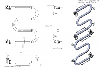 Полотенцесушитель ДВИН M 50/40 c полкой Водяной 1" К0  Полированный 4627086043484 фото в интернет-магазине Русалия
