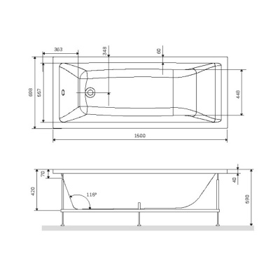 W93A-150-070W-R Gem  каркас для ванны 150х70 см фото в интернет-магазине Русалия