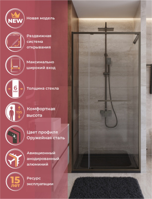 Душевая дверь CEZARES LUX-B-FS-11-110-C-GM фото в интернет-магазине Русалия