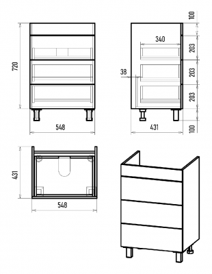 Тумба Gloster 60 с раковиной Dreja Q 60 Brevita фото в интернет-магазине Русалия