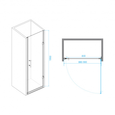 Распашная дверь для душа 90 PA-06B черная серия RGW фото в интернет-магазине Русалия