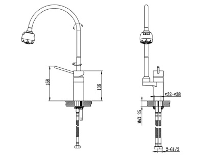 Смеситель для кухонной мойки Timo Saona (2308FS chrome) фото в интернет-магазине Русалия