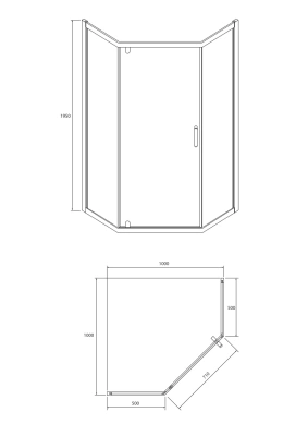 Душевой уголок трапеция RUSH PALM 100х100 PI-A1100100 фото в интернет-магазине Русалия