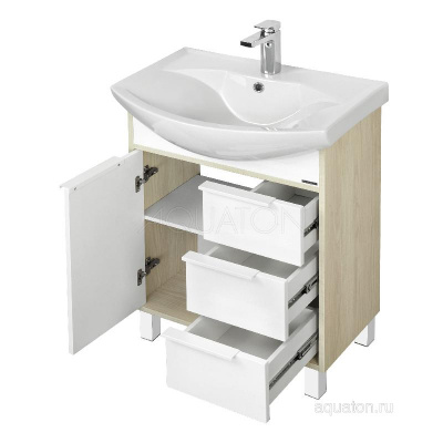 Тумба под раковину AQUATON Рико 65 белый, ясень фабрик 1A213301RIB90 фото в интернет-магазине Русалия