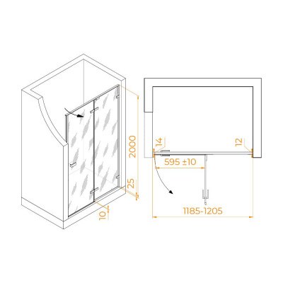 Душевая дверь RGW SV-004B 1200, стекло прозрачное, профиль черный фото в интернет-магазине Русалия