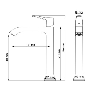 Смеситель для раковины высокий WONZON & WOGHAND FLEX, Хром (WW-88019072-CR) фото в интернет-магазине Русалия