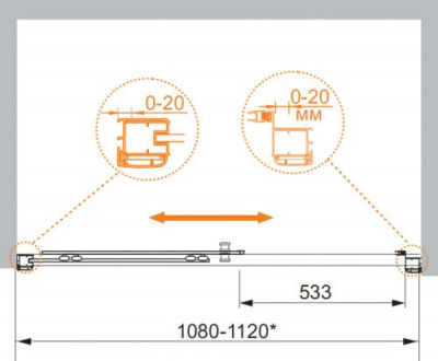 Раздвижная дверь для душа 110 ANIMA-W-BF-1-110-C-Cr Cezares фото в интернет-магазине Русалия