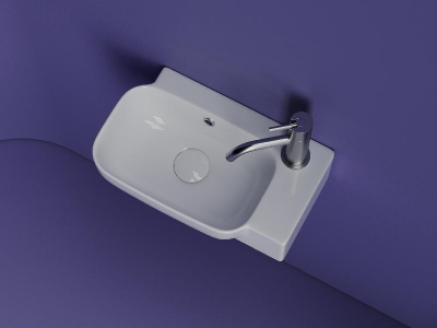 Рукомойник подвесной прямоугольный 403*249*140, с отверстием под смеситель (чаша слева, отверстие под смеситель справа), цвет белый CN6074L Ceramica Nova фото в интернет-магазине Русалия