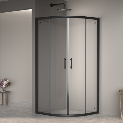 Душевой уголок полукруглый 80х80 PA-51B черный профиль RGW фото в интернет-магазине Русалия