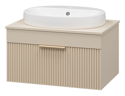 Тумба Enfida 70 подвесная (бежевая) с раковиной Ekokerama Doppia 65 Brevita фото в интернет-магазине Русалия