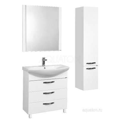 Тумба под раковину AQUATON Ария 80 Н белый 1A141301AA010 фото в интернет-магазине Русалия