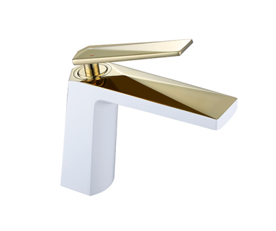 Смеситель для умывальника VENTURO белый + золото 381-W фото в интернет-магазине Русалия